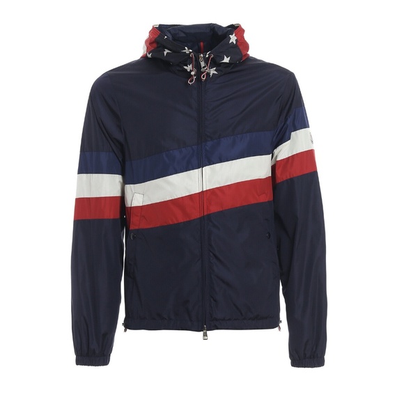 Moncler Windbreaker Rain Jacket Stripes And Stars Print Medium Size 2 New - Picture 2 of 7